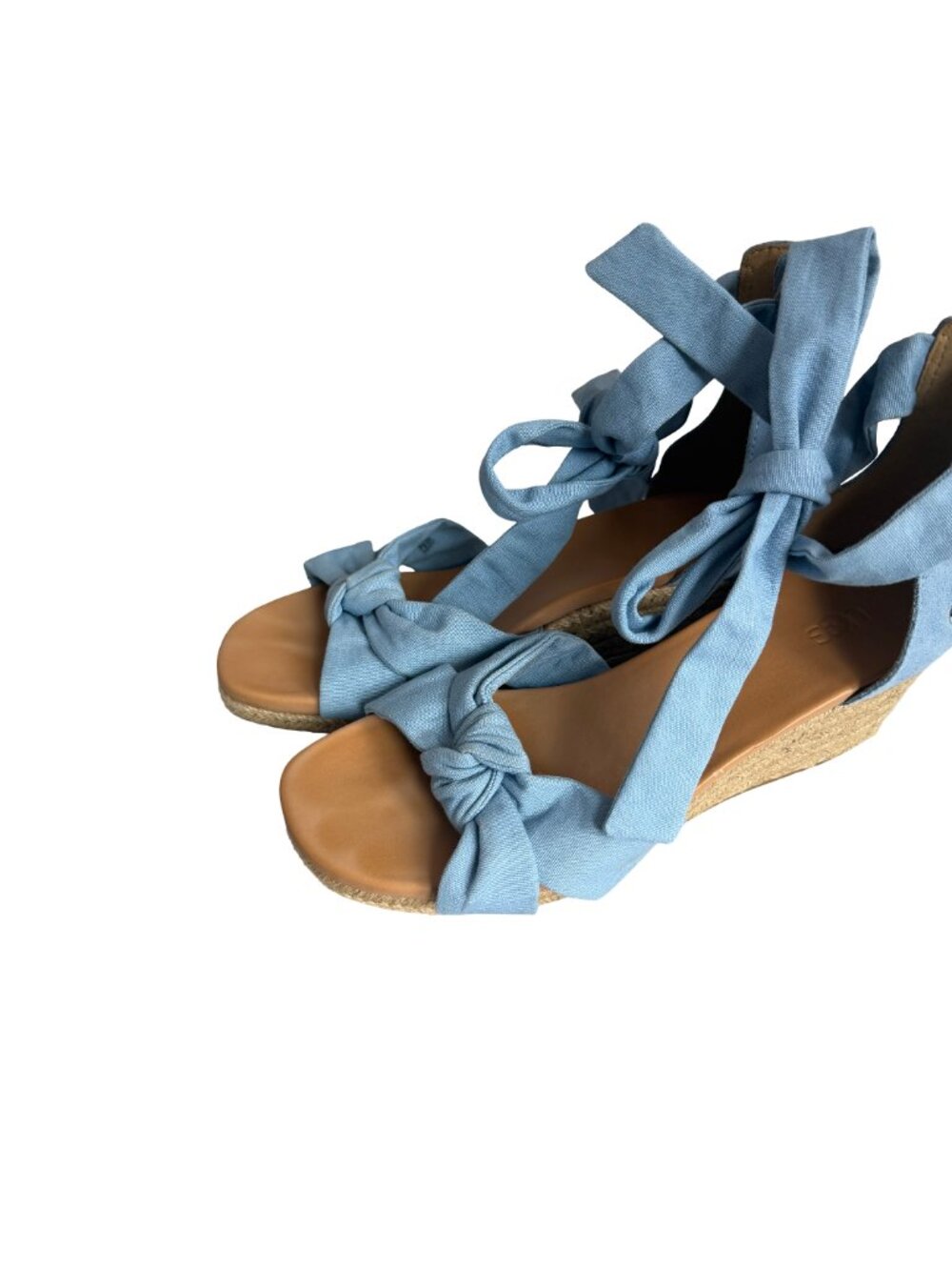 Ugg Yarrow Blue Canvas Espadrille Wedge Tie-Up Sandals Wedges Size 9 Women's - Picture 6 of 14